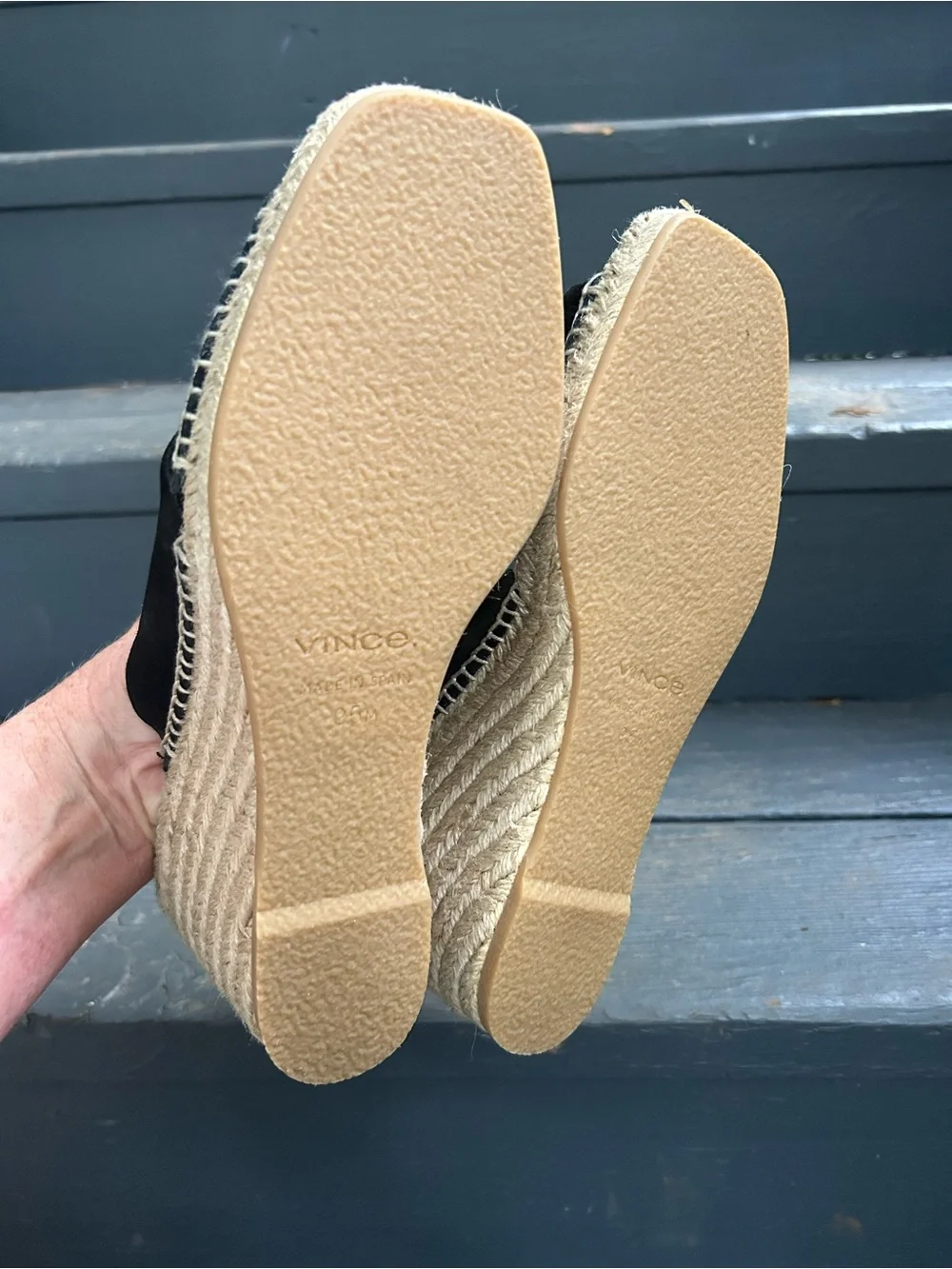 Vince “Gaelan” Square  Toe Crisscross Espadrille Wedge Sandals